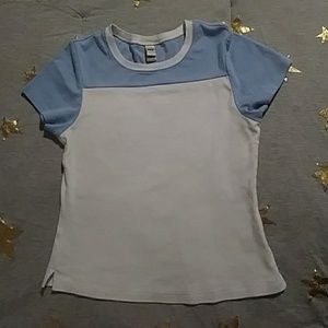 White & baby blue shirt